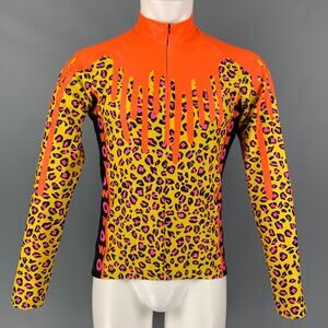 WALTER VAN BEIRENDONCK FW19 Size M Orange Pink Graphic Nylon Jersey Bike Top